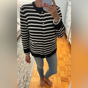 Zara pocket knit stripe cardigan with gold buttons